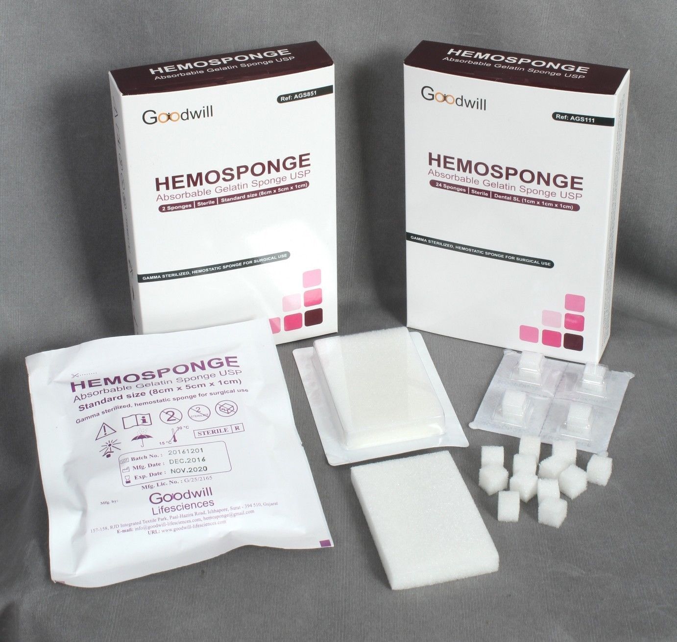 DENTAL HEMOSPONGE ABSORBABLE GELATIN SPONGE USP #STERILE #32 SPONGE #10x10x10mm