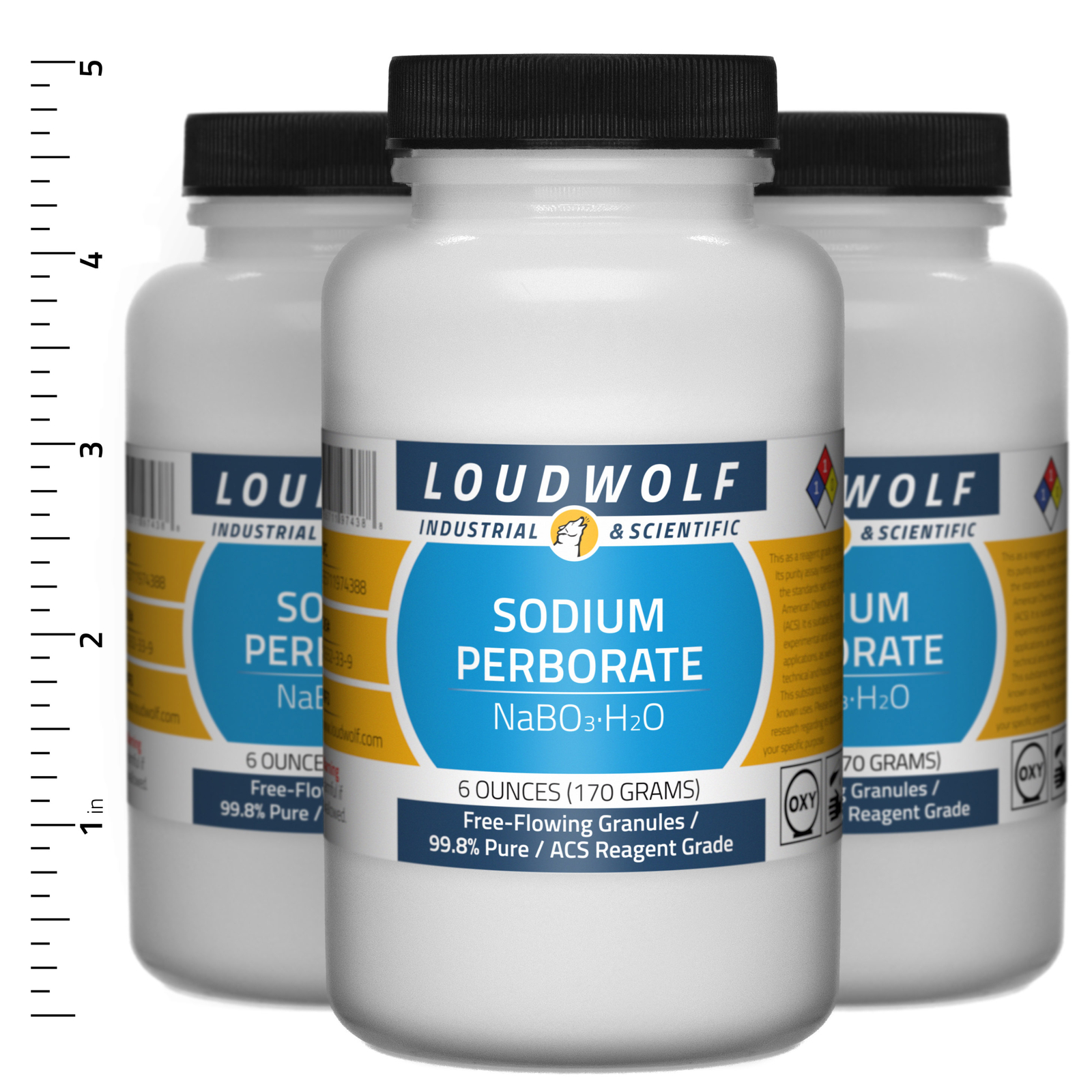 Sodium Perborate 1.1 lb (3 Bottles) ACS Reagent Grade Free-Flowing Granules
