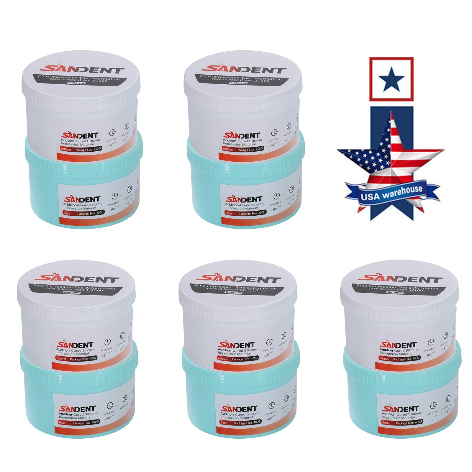 1-5 Sets SANDENT Dental Silicone Rubber Impression Material Putty Soft PVS VPS