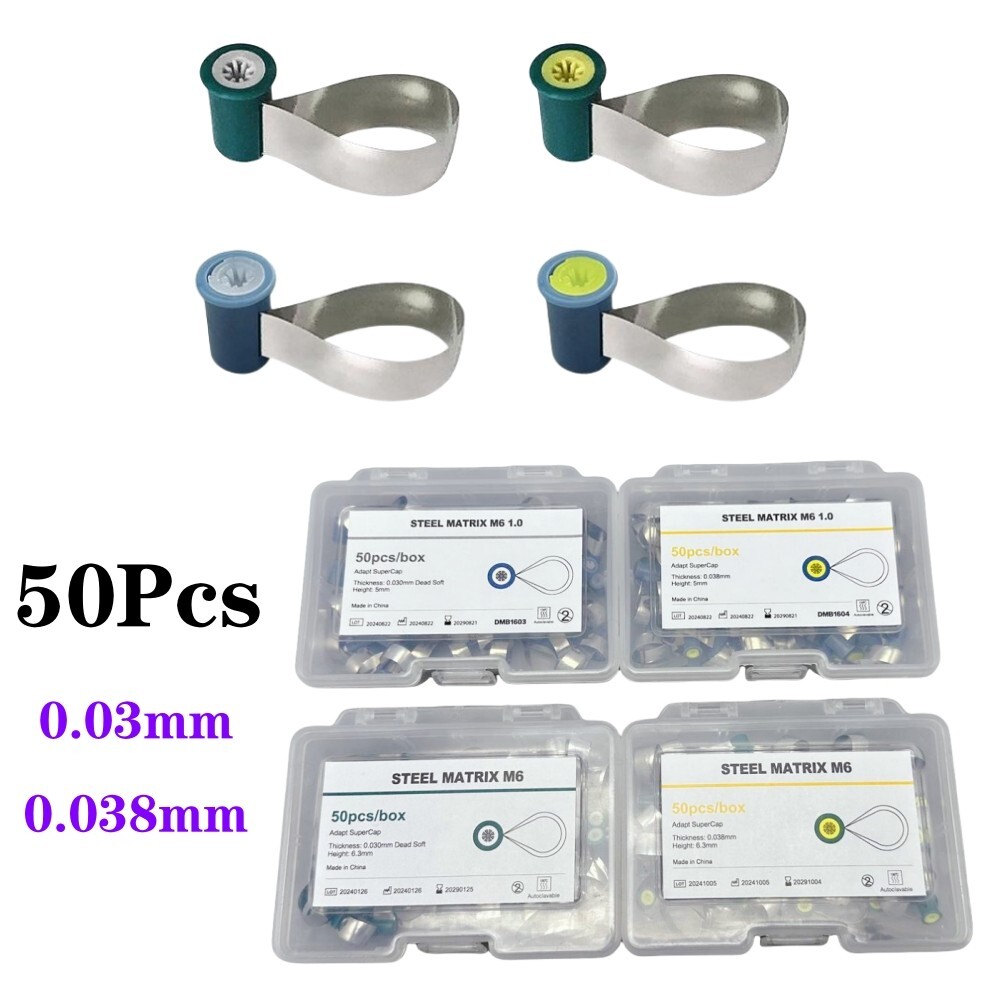 Dental Adapt SuperCap Steel Matrix M6 Matrices 50Pcs/Box Thickness 0.03/0.038mm