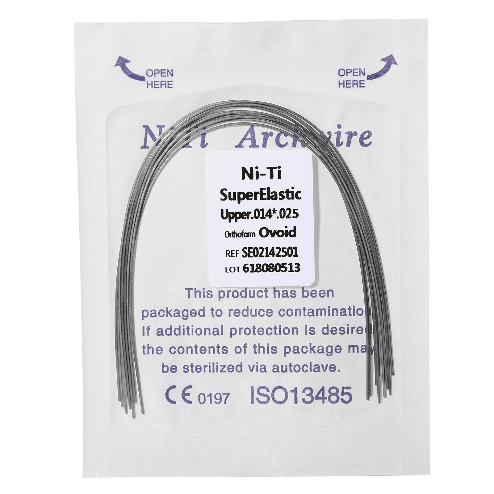 Dental Orthodontic Super Elastic NITI Rectangular Arch Wires Ovoid Form SA