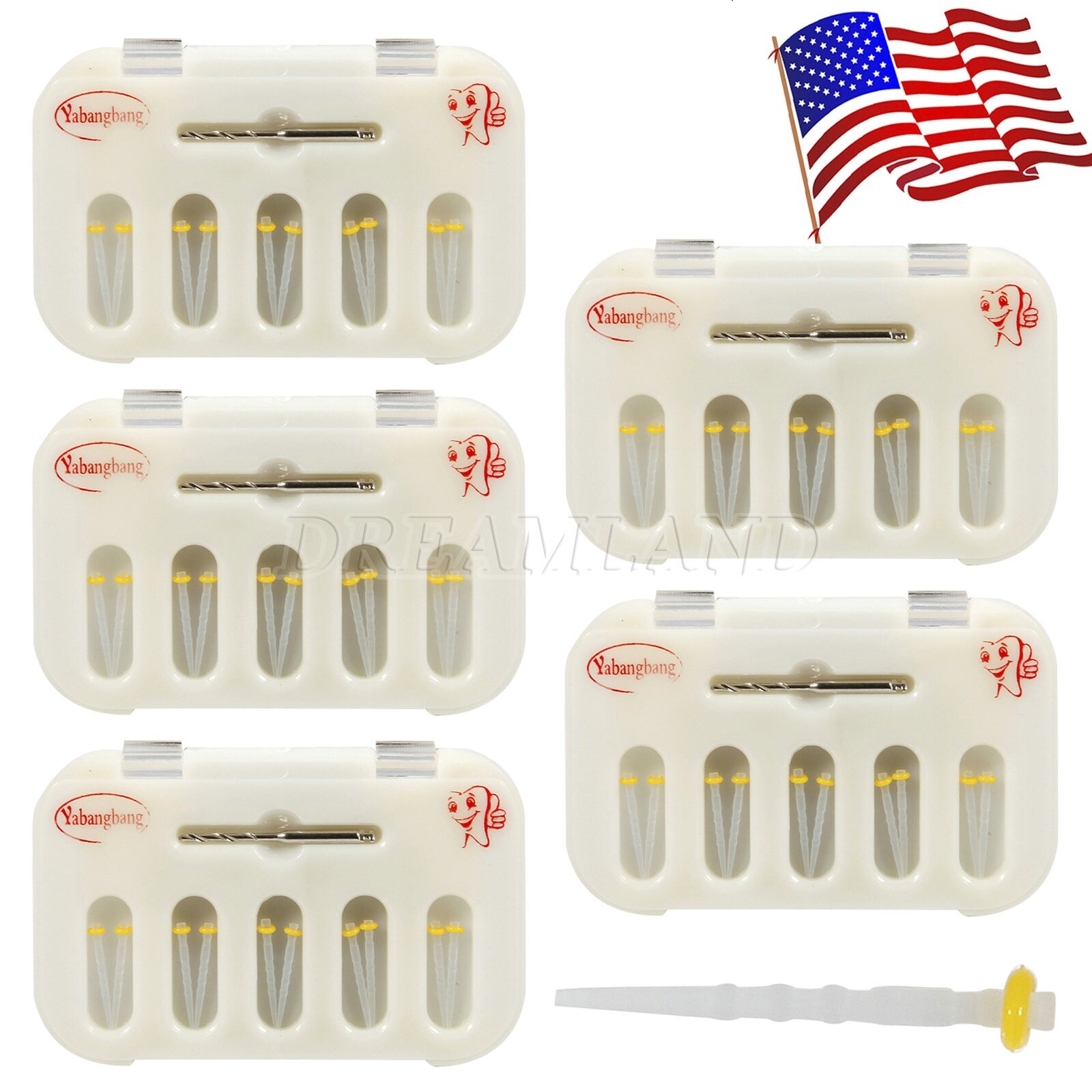 Dental Fiber Post Screw Thread Quartz Drills Yellow/Red USPS