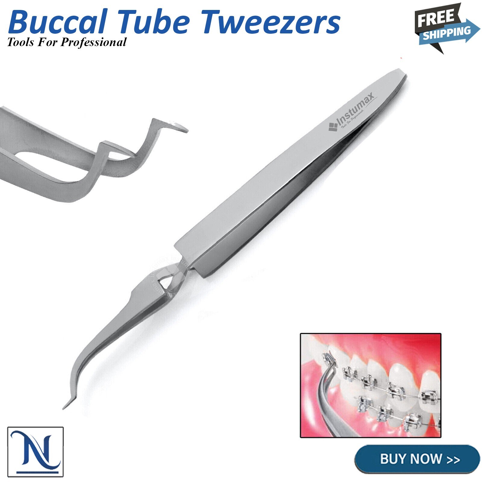 Orthodontic Lingual Bracket & Buccal Tube Holder Tweezers Ortho Dental Pinzas