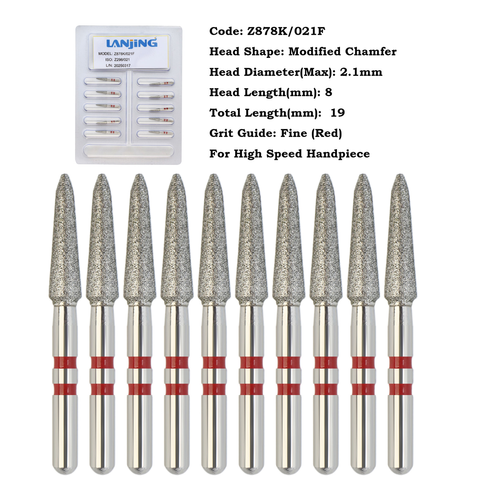 Zirconia Adjustment Diamond Burs Round End Cylinder FG Friction Grip High Speed