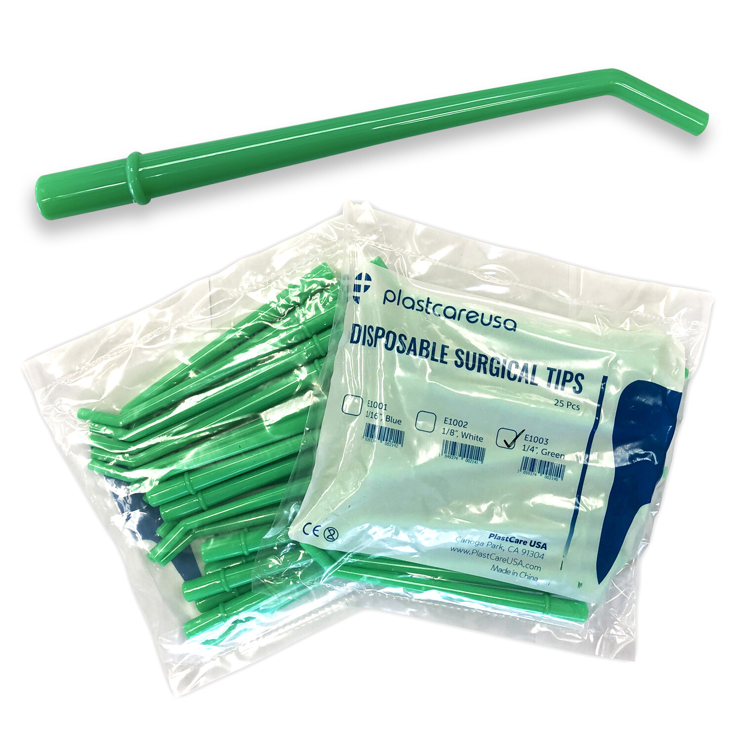 200 Dental Surgical Aspirator Tips Suction Evacuation Green 1/4″ (8 Bags of 25)