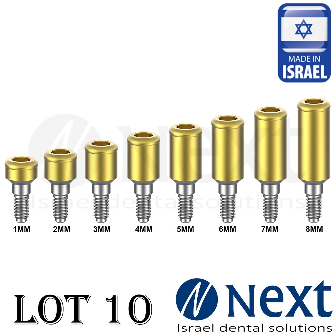 LOTx10 Flat abutment Fit 1-8 mm attachment internal hex