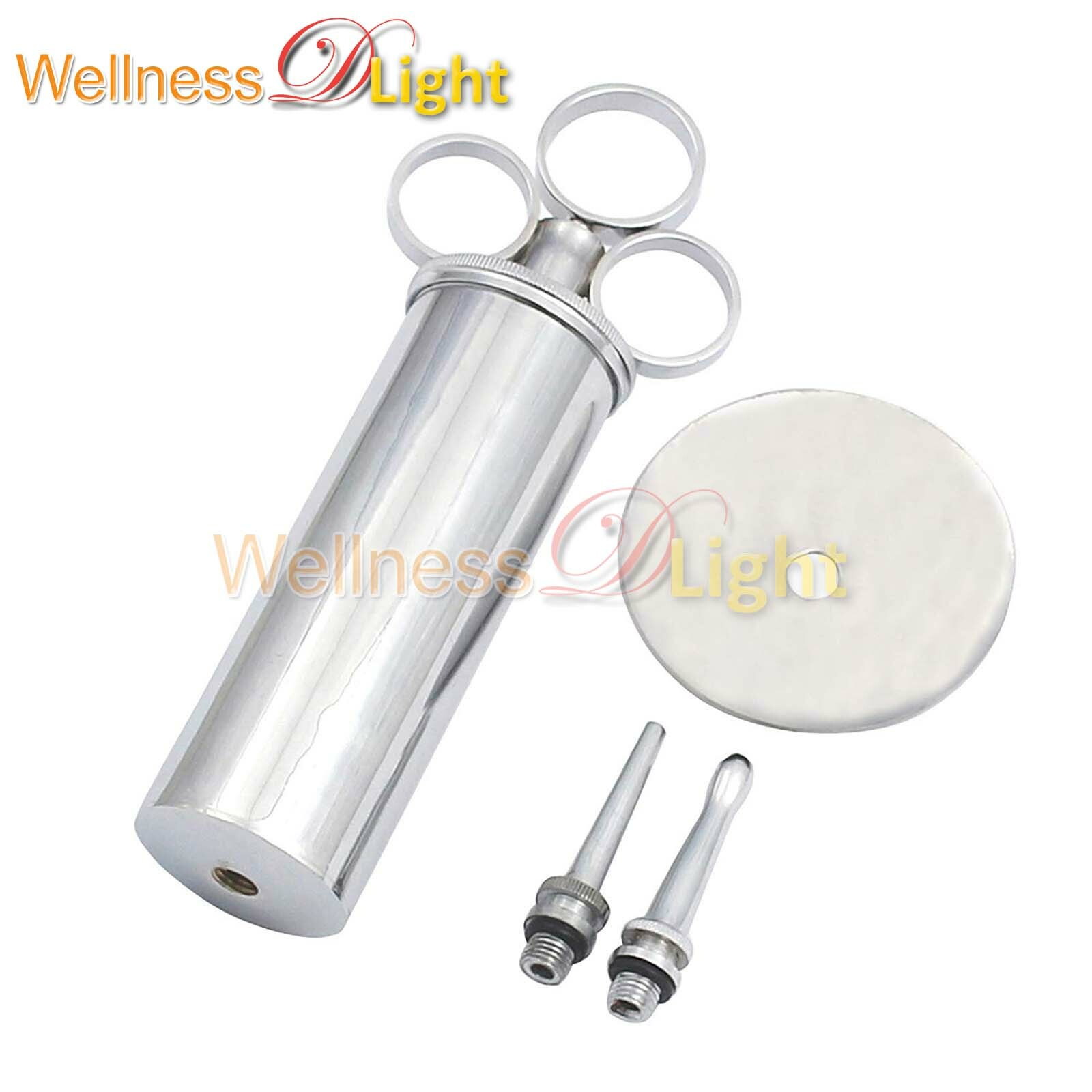8 OZ Metal Ear Wax Syringe, W/ Shield And 2 Tips, Chrome Plated, Veterinary ENT