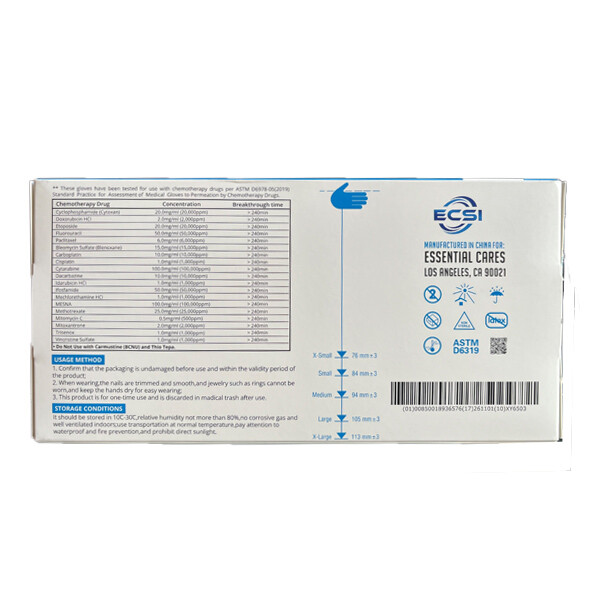 Nitrile Examination Gloves Powder-Free, 100/Bx, 3.5mil, 1/4/10 boxes, ECS