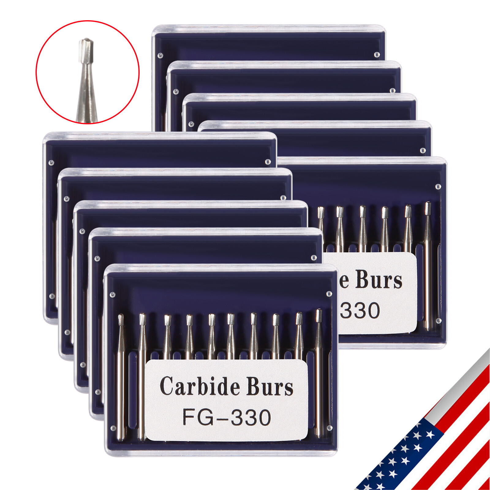 10-100pcs FG330 Dental Pear Carbide Bur High Speed 19mm Friction Grip Drill Bits