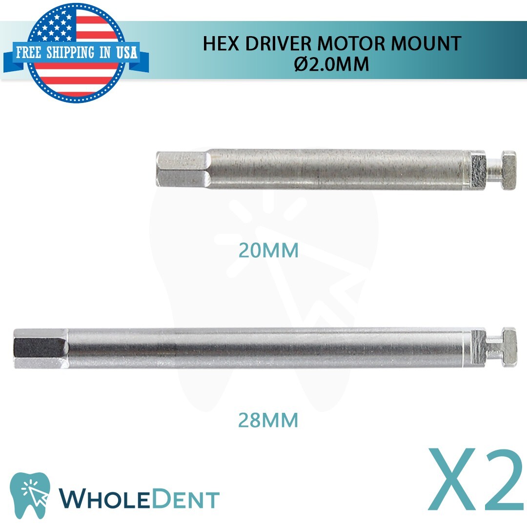 2x Motor Mount Hex Driver 2.0mm Slim For Low Speed Turbine Dental Instrument