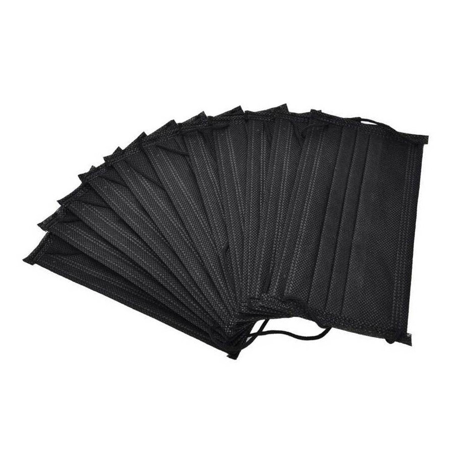 100-Pack Black Disposable Face Mask 3-Ply Non Medical Surgical Earloop Cover