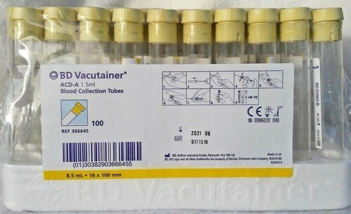 Platelet Rich Plasma LIQUID ACD TEST TUBES 8.5ML PACK OF 100 FREE SHIPPING