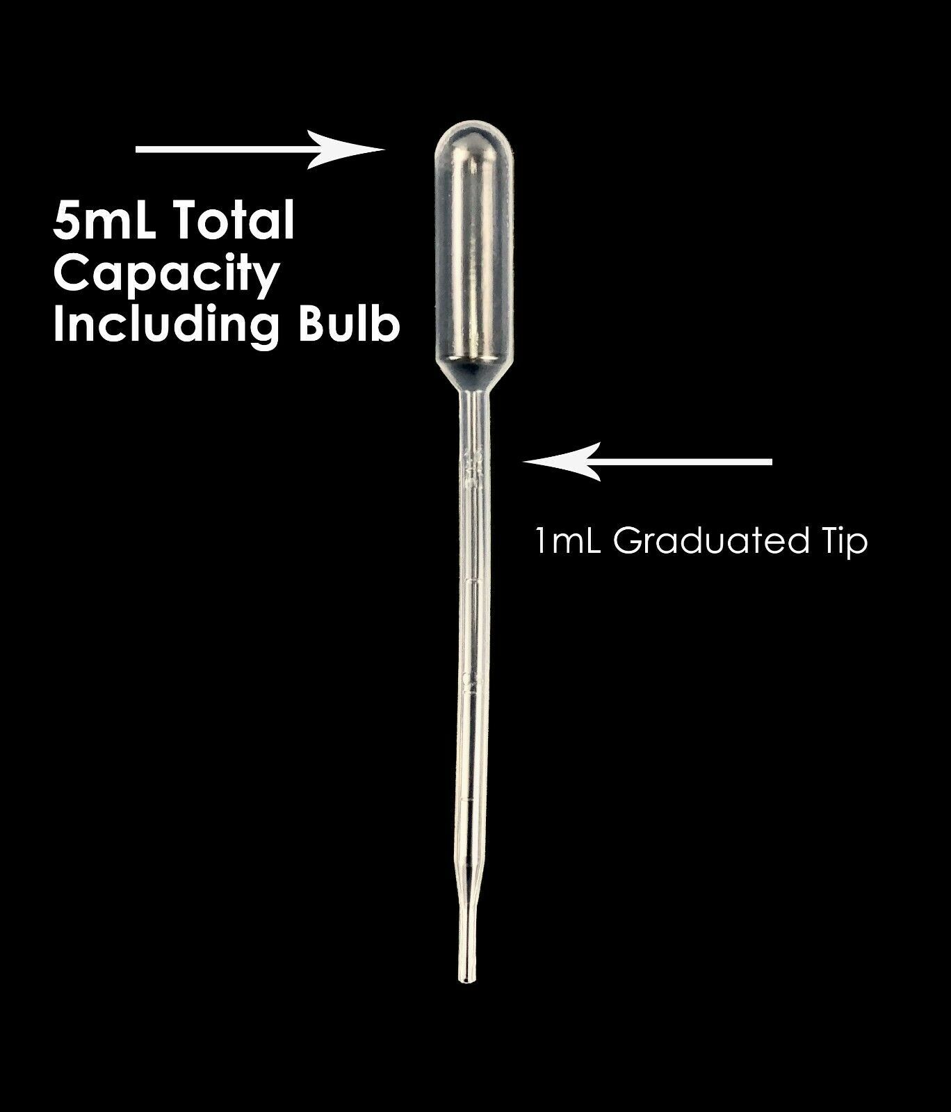 5mL Total Capacity including Bulb 1mL Graduated Tip, Eye Dropper Pipettes 500pcs