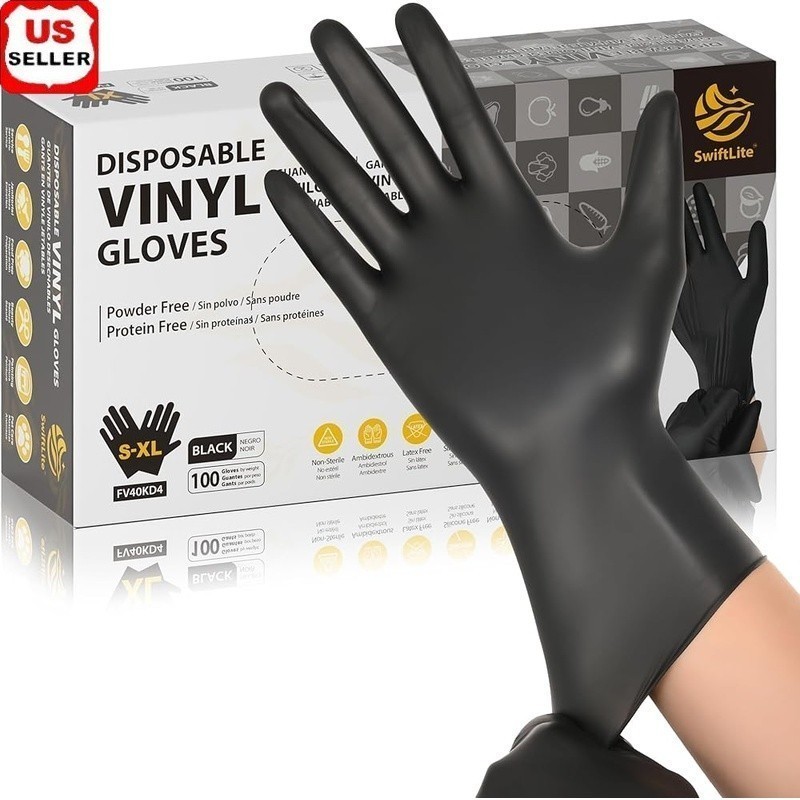 Disposable Vinyl Gloves Food Safe Latex Free Cooking Cleaning 100 Count New