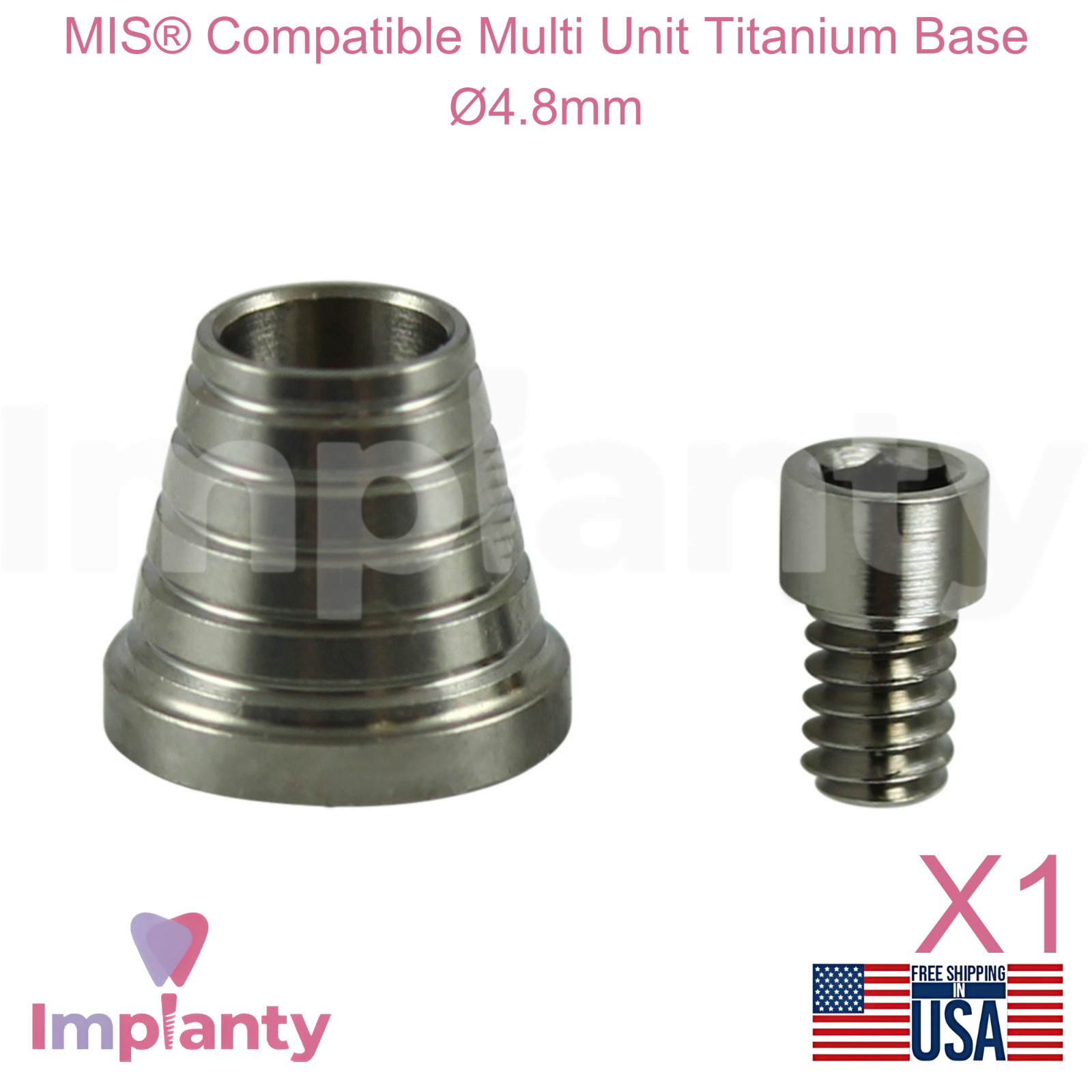 MIS® Compatible Multi Unit Titanium Base System Connection Ø4.8mm Diameter