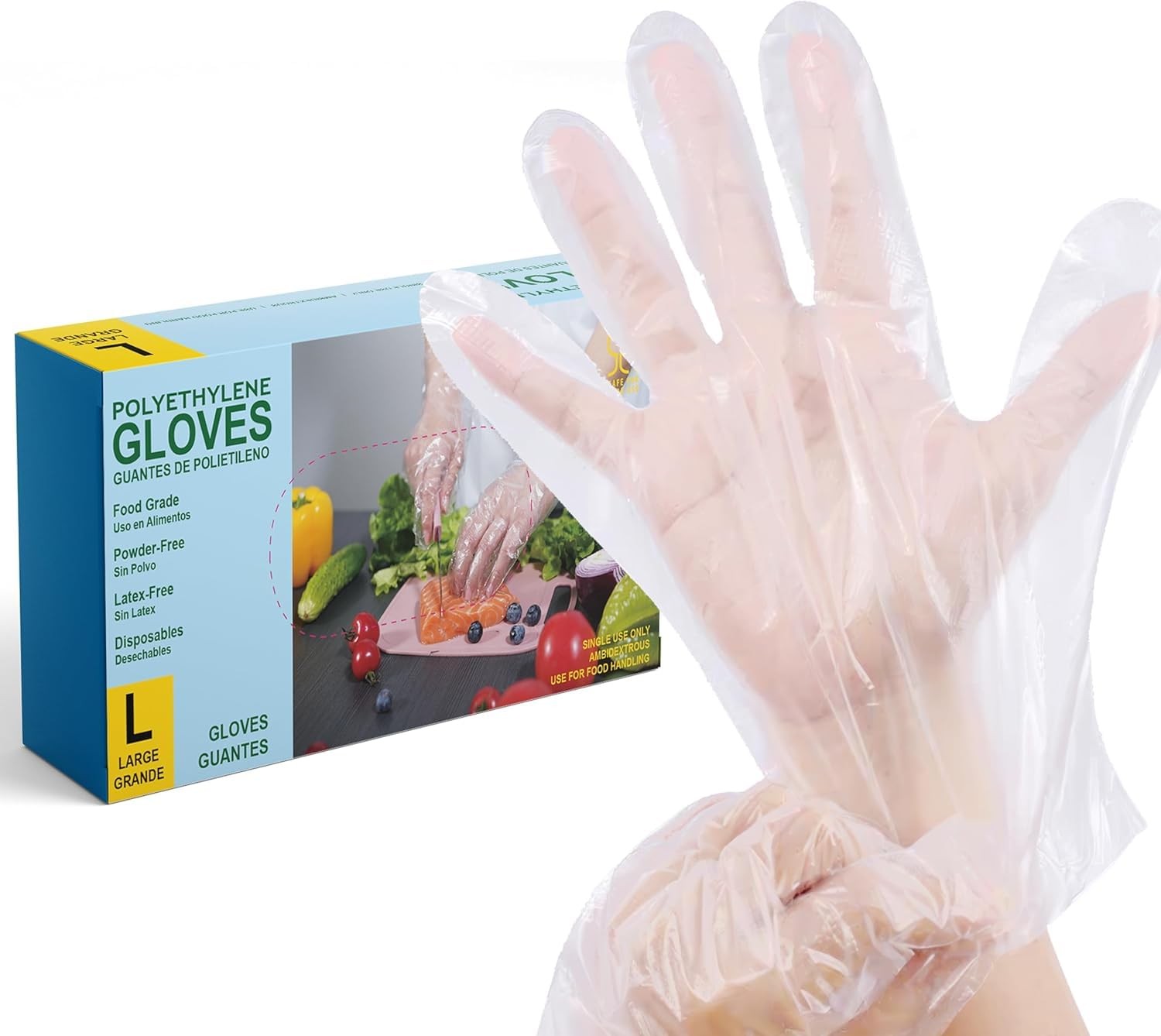 Plastic Food Service Gloves Ideal for Food Handling, Food Prep, Cleaning, Latex
