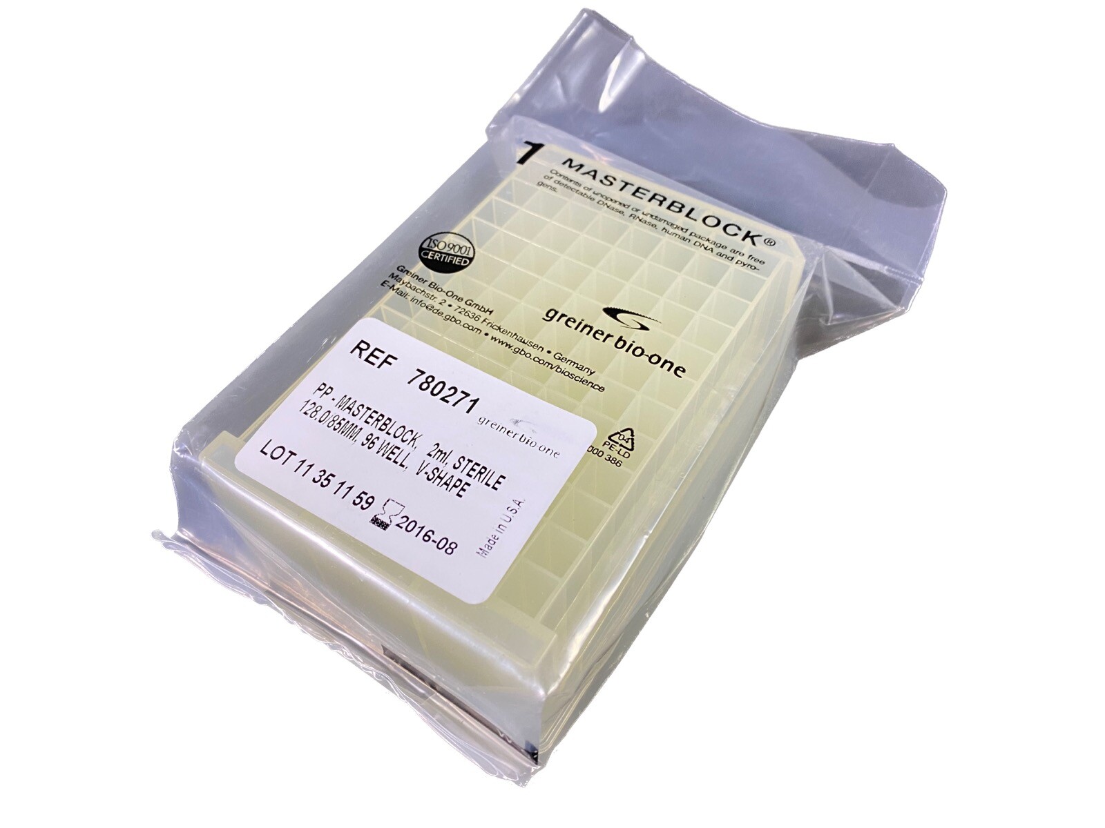 GREINER BIO-ONE Polypropylene 96-Well 2mL Masterblock Plates 780271 (1/ea)