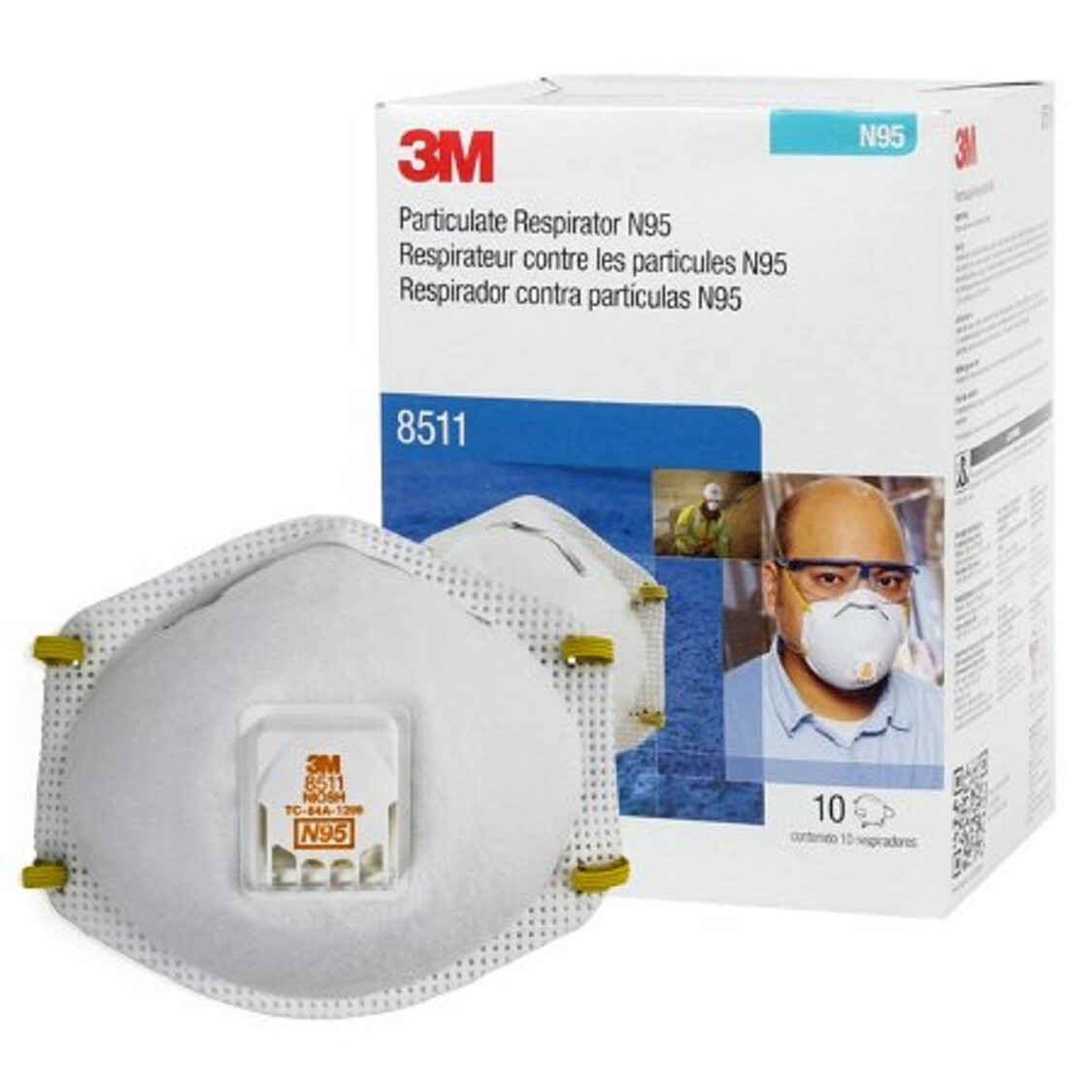 3M 8511 N95 Particulate Respirator Protection Masks W/ Exhalation Valve USA MADE