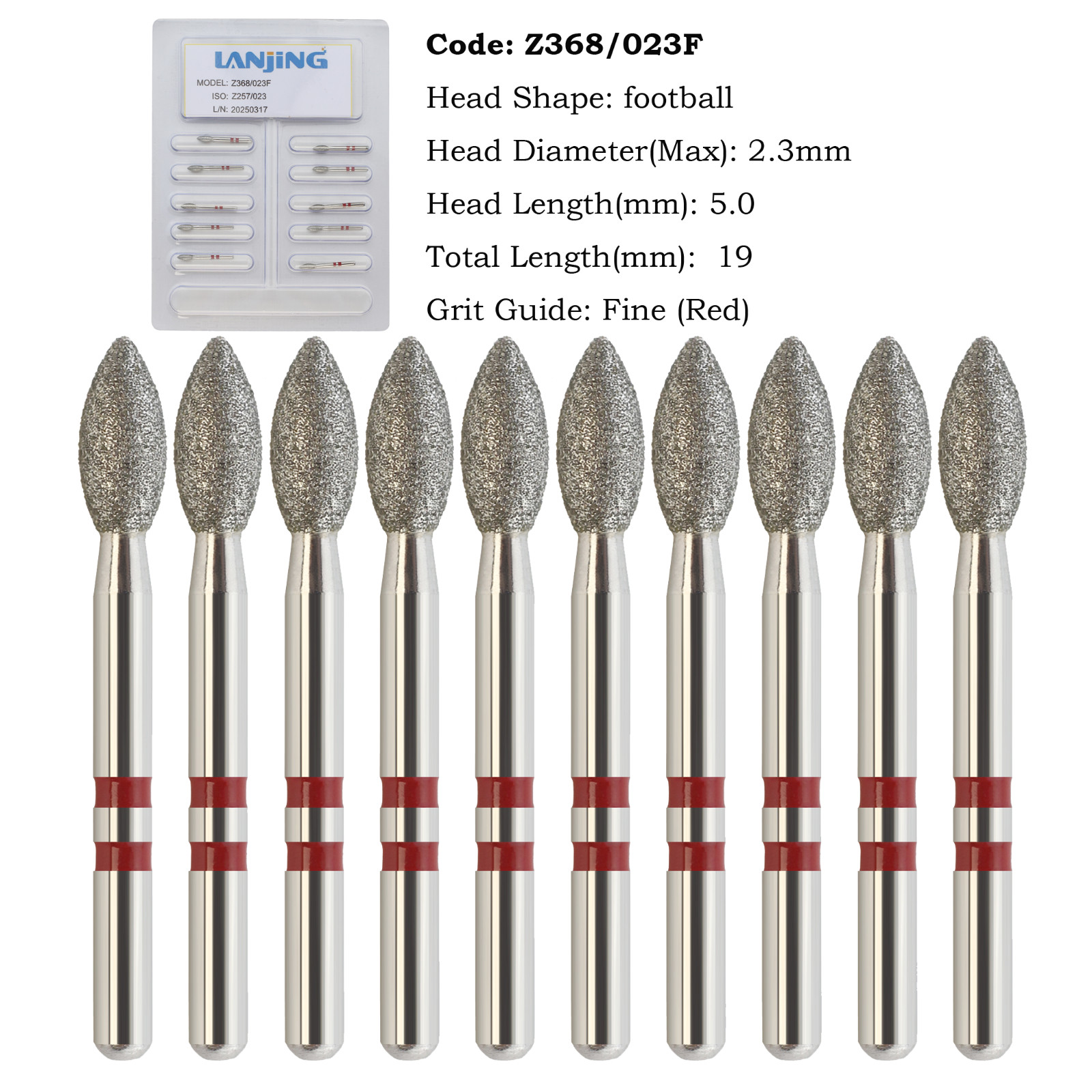 Multi-use Zirconia Adjustment Diamond Burs Egg Football Round End Taper 856 850