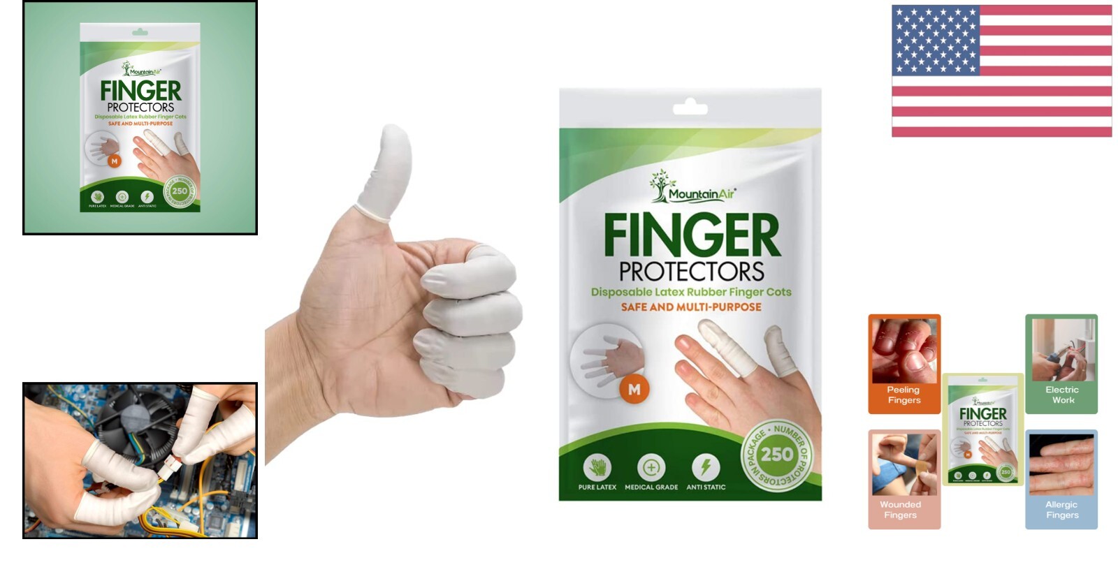 Latex-Free Finger Covers – 250 Stretchy Finger Gloves for Multi-Use Protection