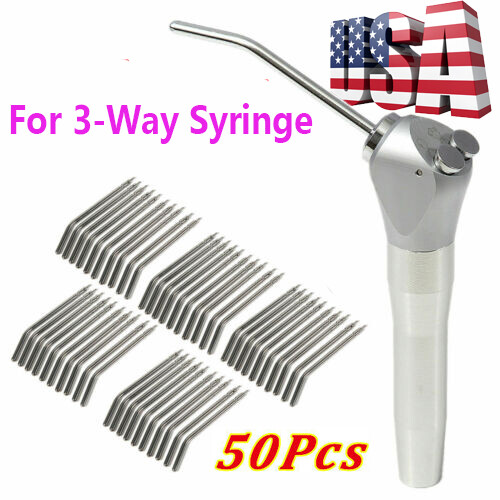 50 Pcs Dental Air Water Spray Triple Syringe Autoclavable Nozzles/Tips/Tubes USA