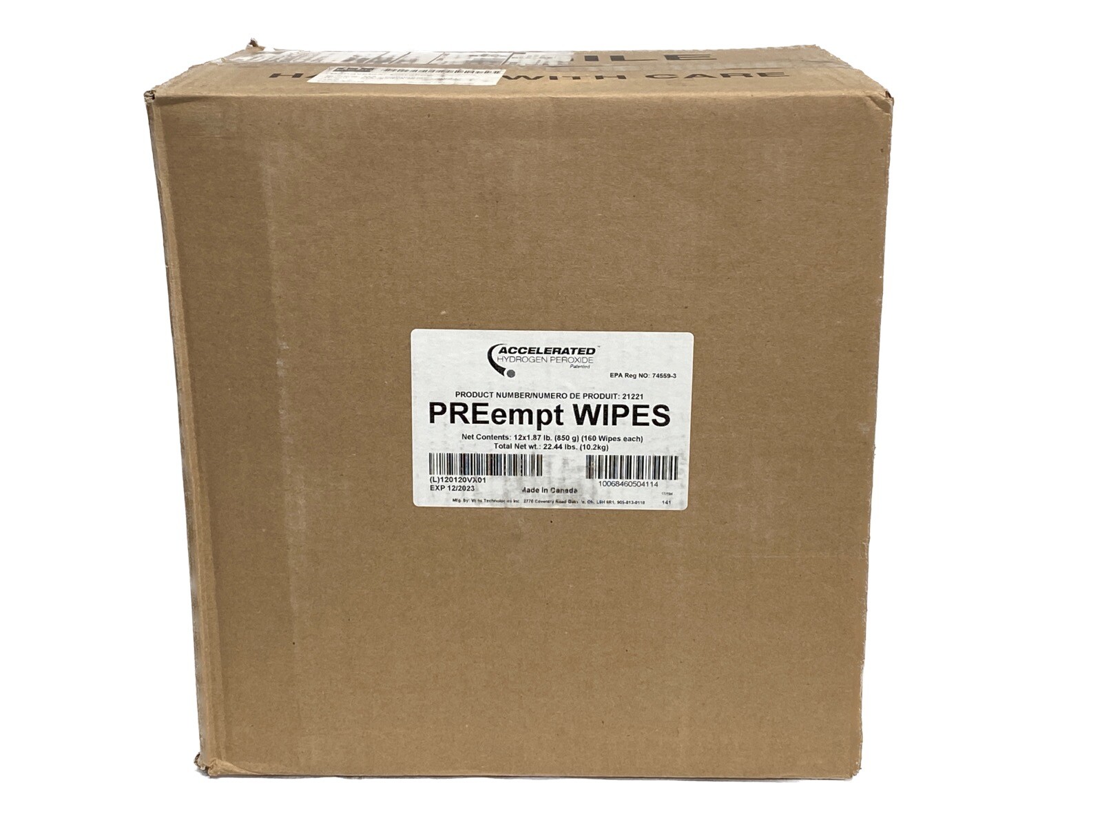 (12/Cs) VIROX Accelerated Hydrogen Peroxide PREempt Wipe Cleaner 12×160/Pk 21221