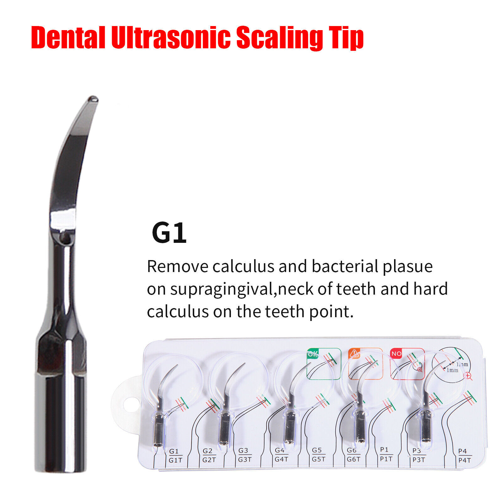 5 Dental Piezo Ultrasonic Scaler Tip Fit EMS Woodpecker Handpiece G1 USA STOCK