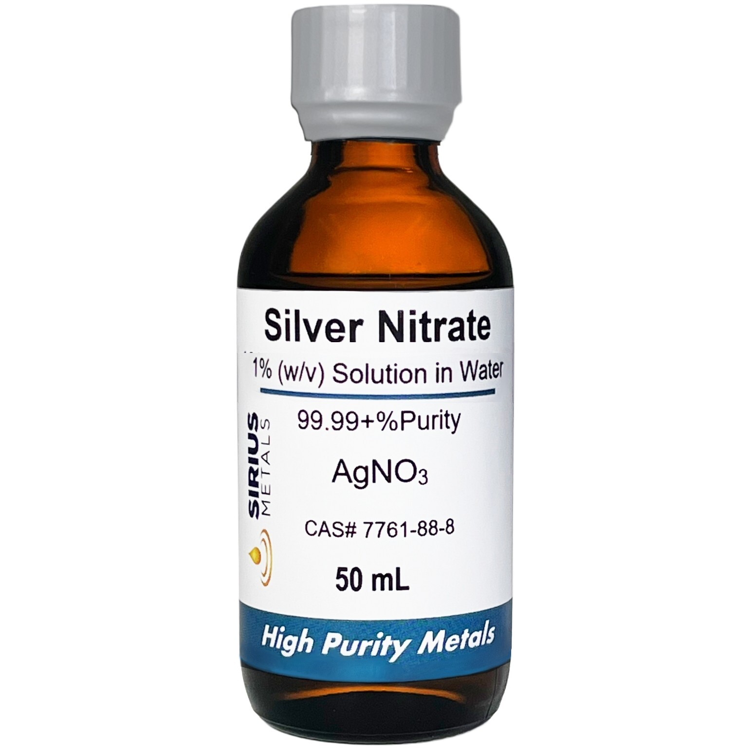 Silver Nitrate Solution (CAS# 7761-88-8) – 1.0% as AgNO3, 0.635% as Ag – 50 mL