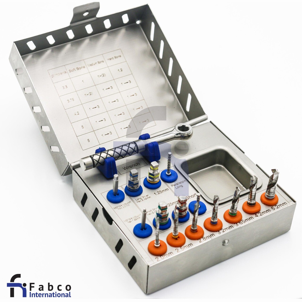 FABCO Dental Drill Kit Hex Drivers Drills Ratchet Wrench Dental Instruments