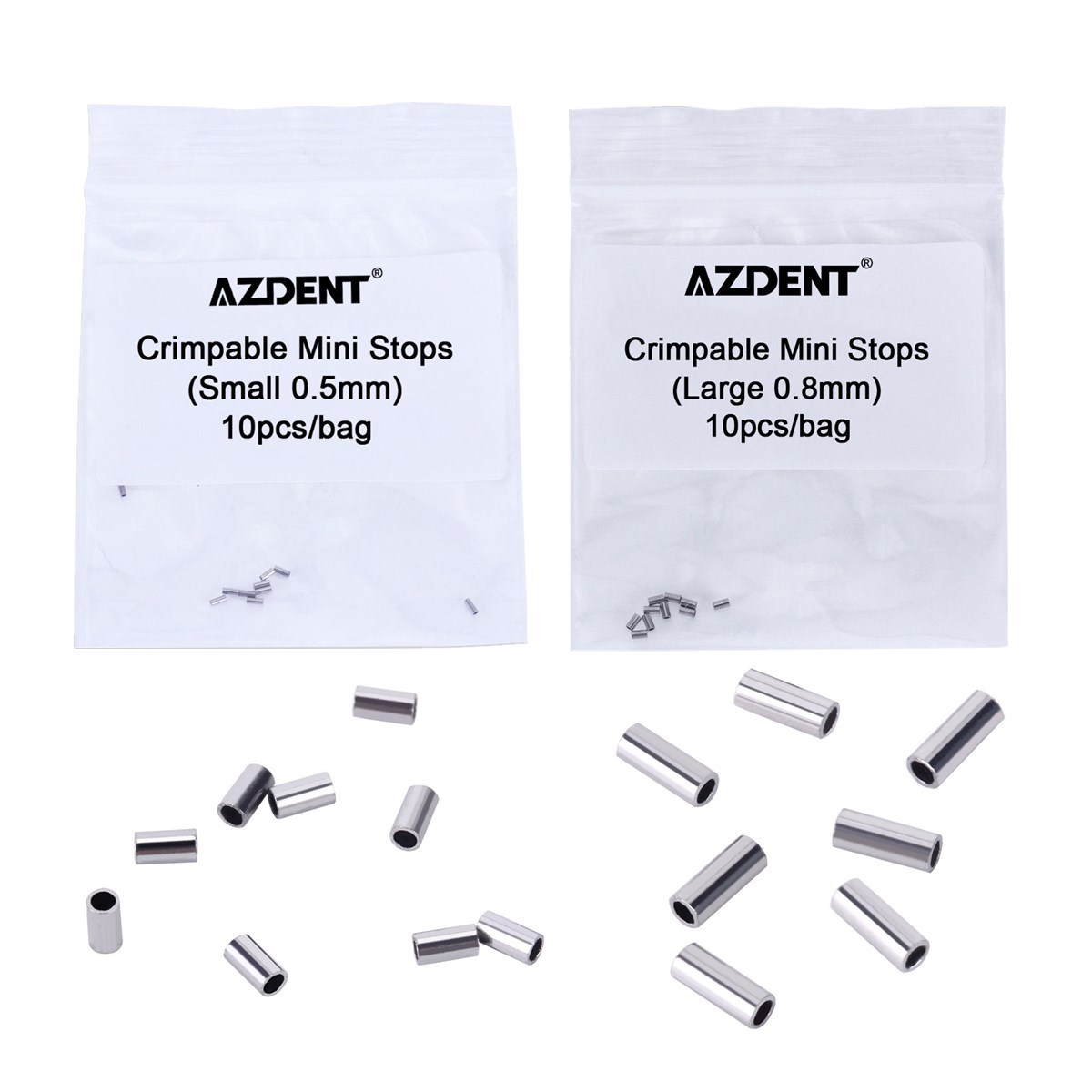 10pcs/pack AZDENT Orthodontic Crimpable Hooks crimpable Mini Stops 0.5mm/0.8mm