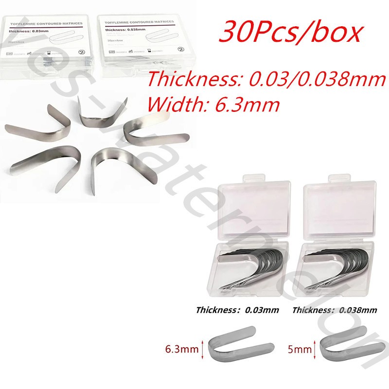 4 Box Dental Contoured Matrices Matrix Bands 4 Types 6.3/5.0mm Instrument Tool