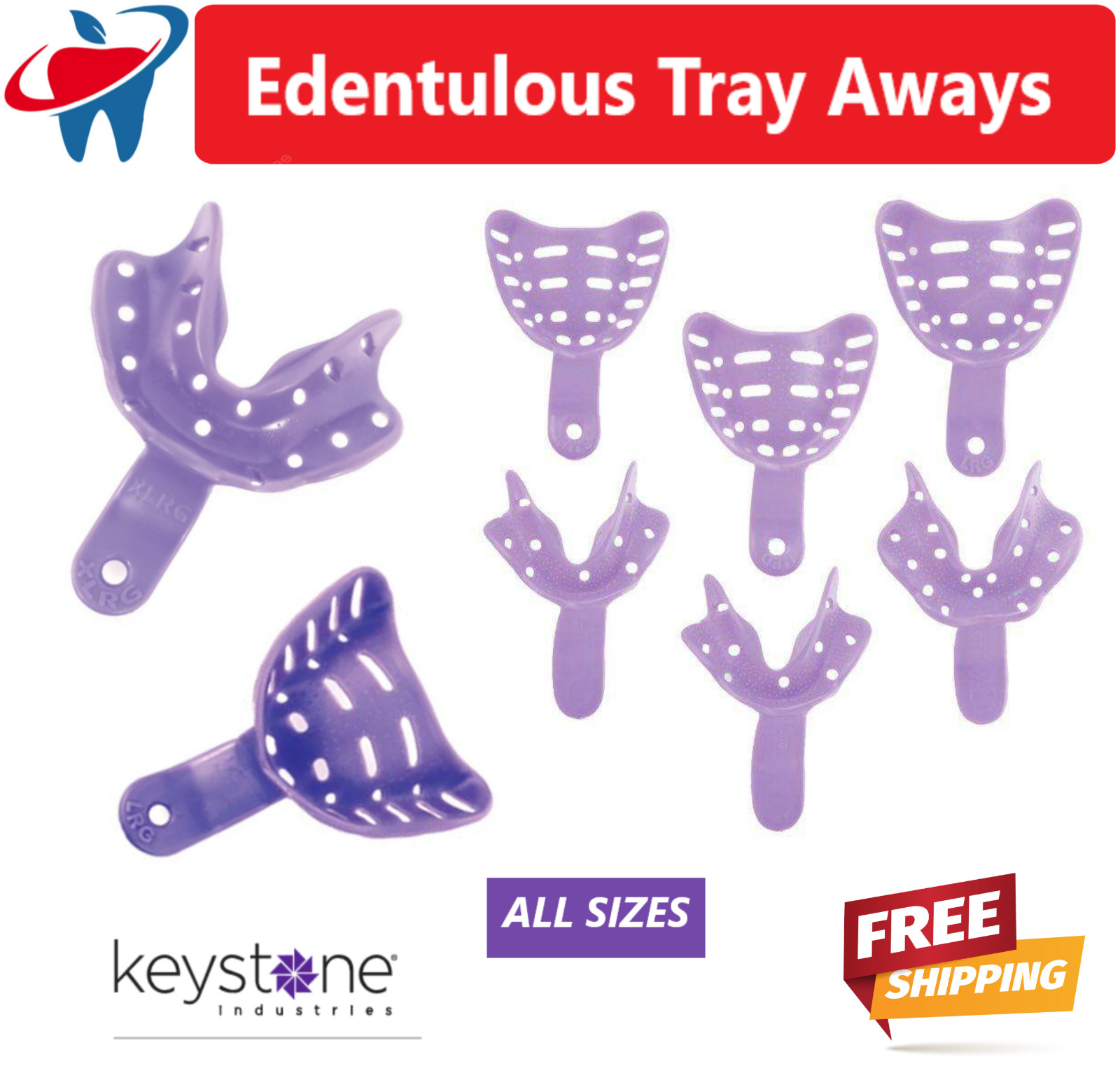 Dental Impression Edentulous TrayAways Disposable Impression Trays, Keystone Ind