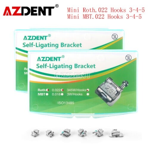 AZDental Orthodontic Self-ligating Brackets Braces Mini Roth/MBT.022 Hooks 345