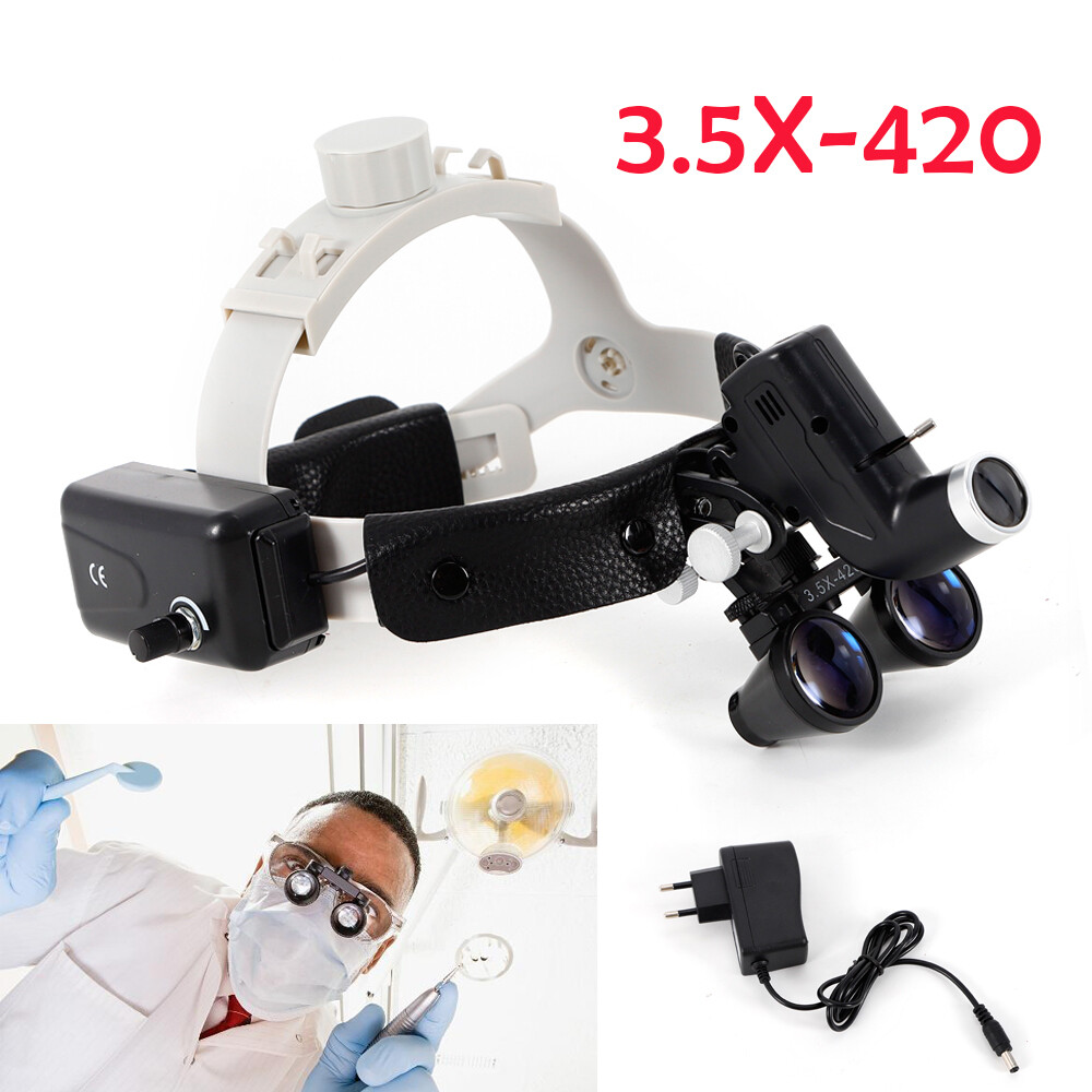 5W 3.5X Medical Surgical Headband Magnifier Binocular Loupes 420mm LED Headlight