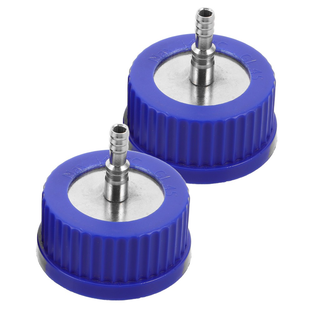 2Pcs Autoclavable Gl45 Sampling Caps for Lab Bottles Metal Plastic Blue