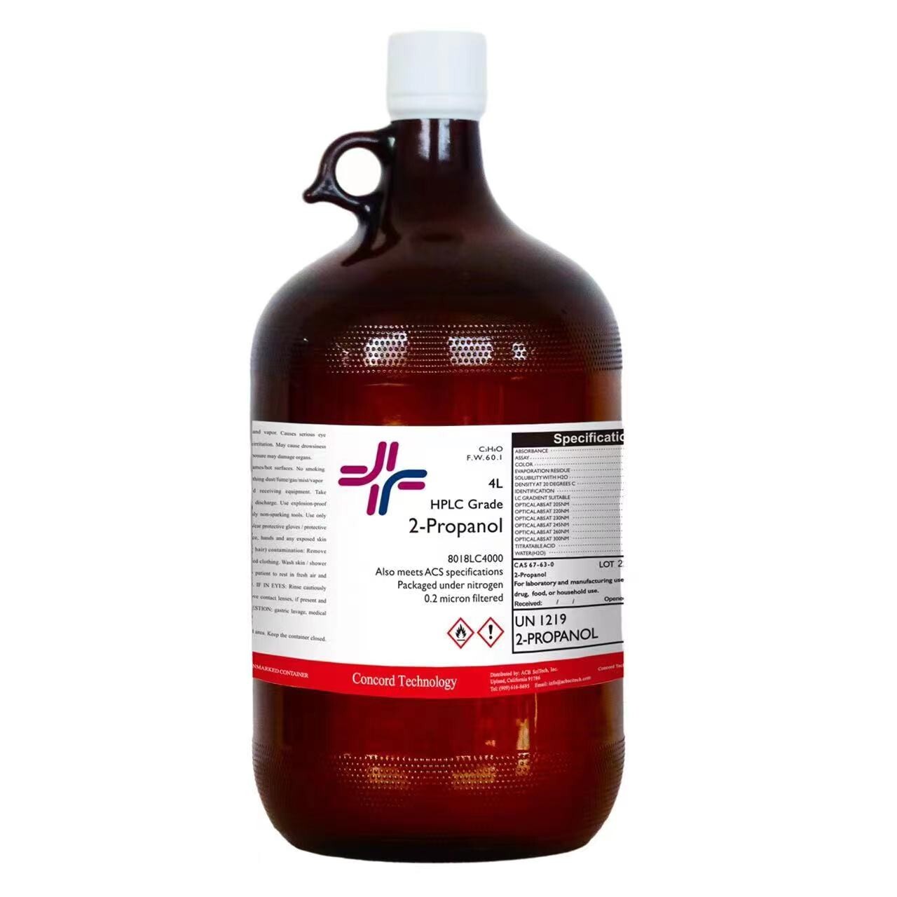 2-Propanol, HPLC, ACS, 99.9% Min, 4-Liter