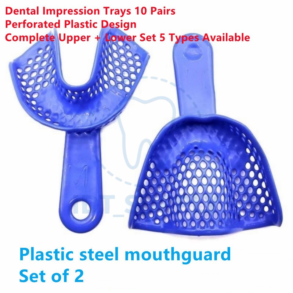 Dental Impression Trays 10 Pairs Perforated Plastic Denture Molding S M L