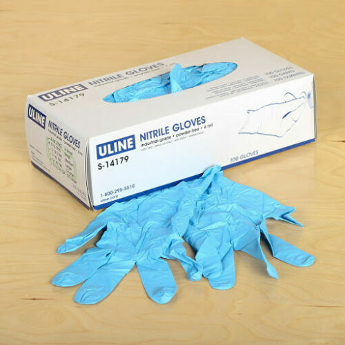 ULINE Industrial Nitrle Gloves – Blue and Black (MULTIPLE SIZES) 4 MIL & 6 MIL
