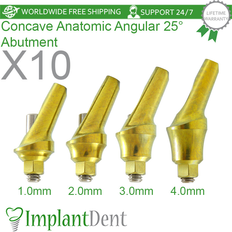 10x Dental Concave Anatomic Angulated Prosthetic 25° Int Hex 2.42mm Dentistry