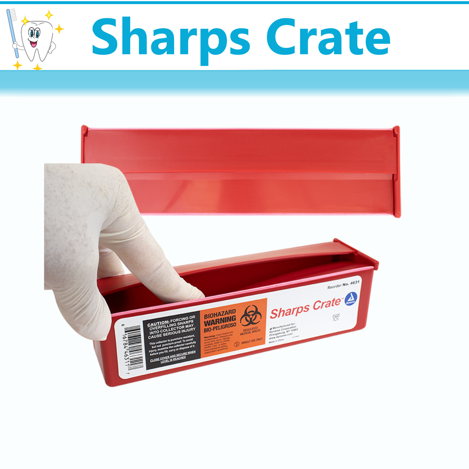 Sharps Container 0. 5 | Biohazard Needle and Syringe Disposal Flip Lid Dynarex