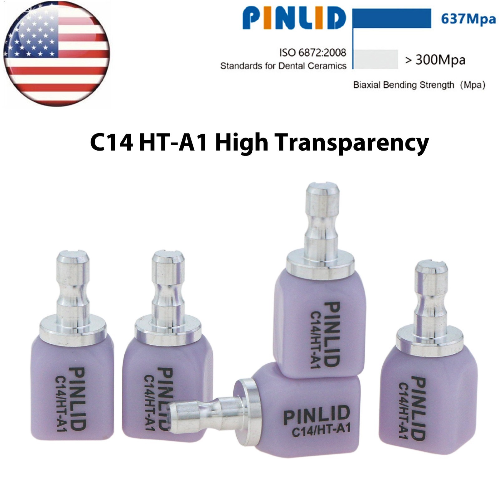 US C14 Dental Emax Ceramic Blocks Lithium Disilicate Block CAD/CAM CEREC 5Pcs