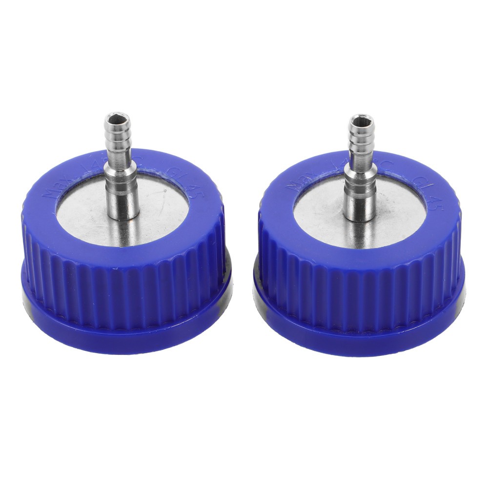 2Pcs Autoclavable Gl45 Sampling Caps for Lab Bottles Metal Plastic Blue