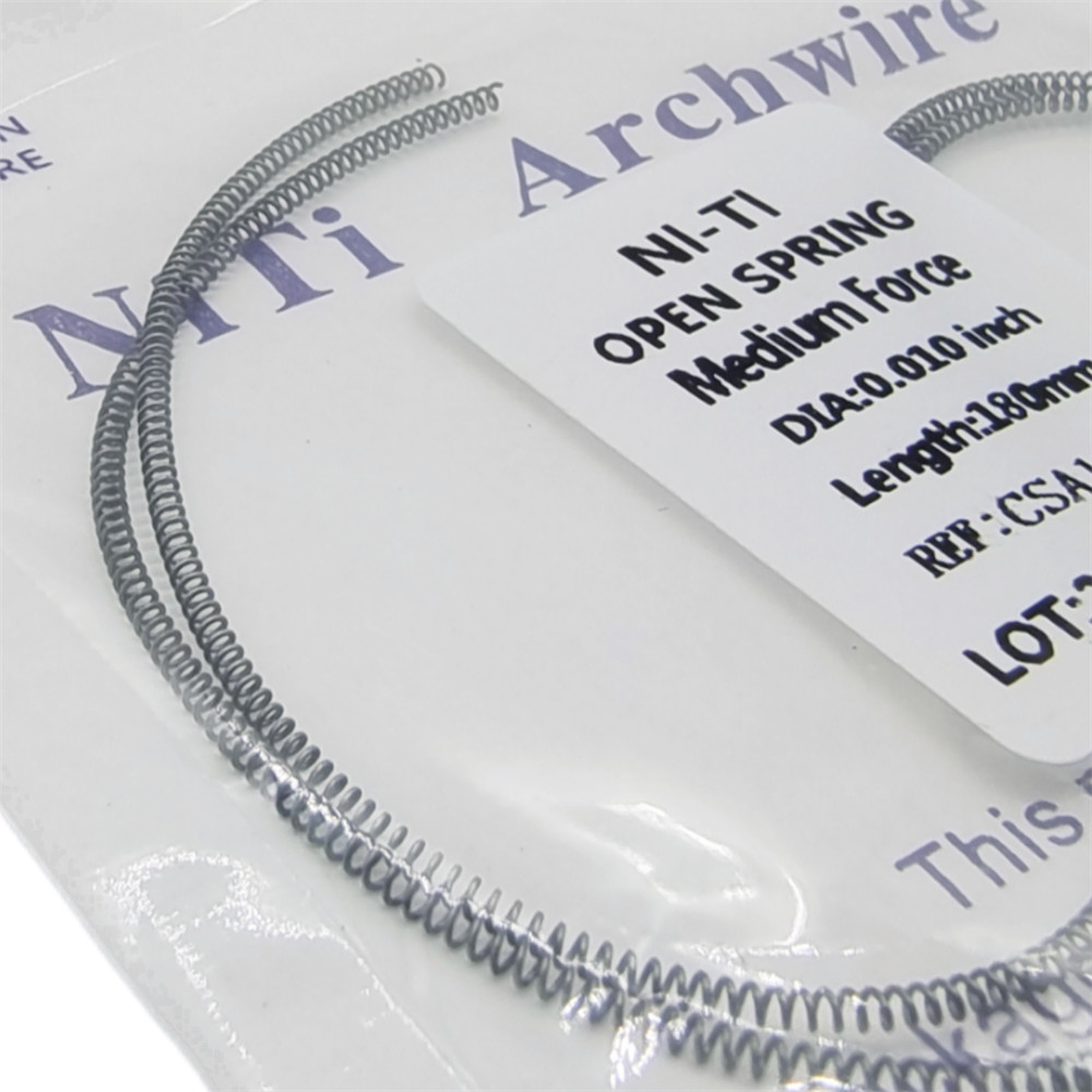 2 Pcs Dental Orthodontic NITI Alloy Open Coil Spring Arch Wires 0.010*180mm