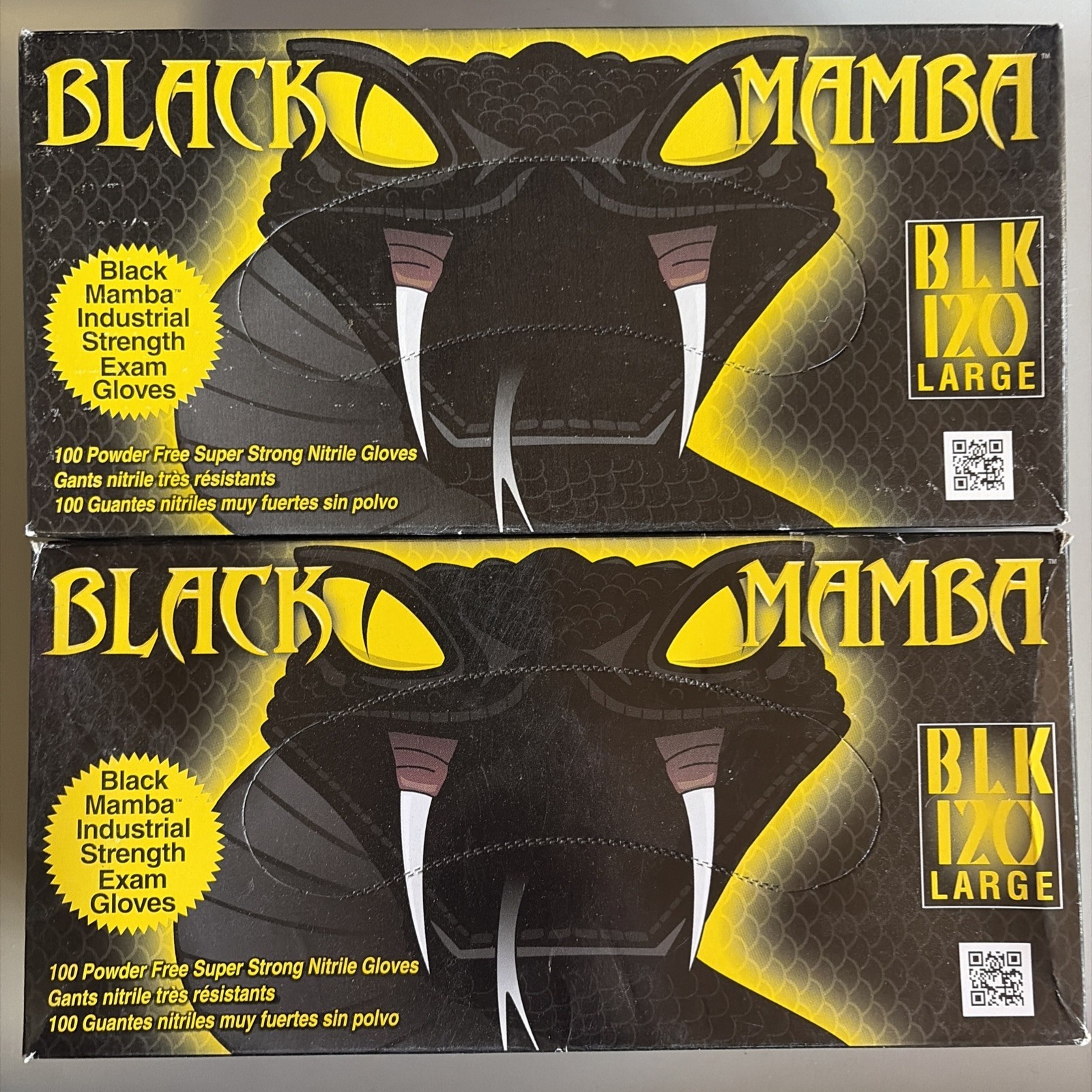 2 Boxes Black Mamba Gloves Super Strong Nitrile Size L (200 Count)