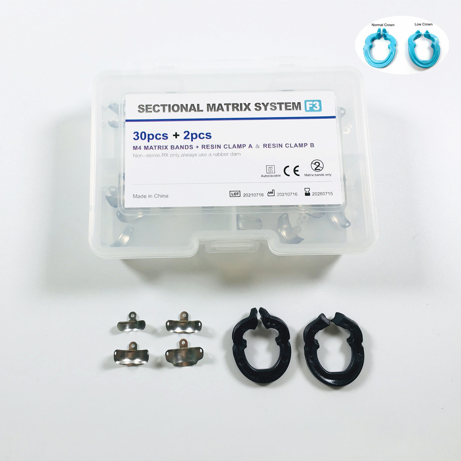 1Box Dental Sectional Matrix System Bands Resin Clamping Seperating Ring 30+2