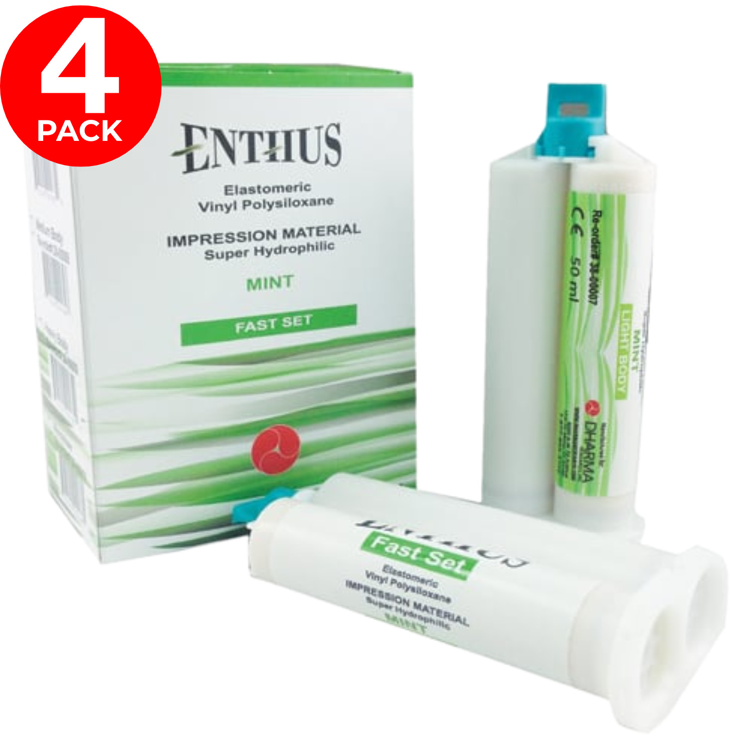 4 X 50ML VPS Bite Registration Material Mint Monophase FAST Set Dental PVS USA