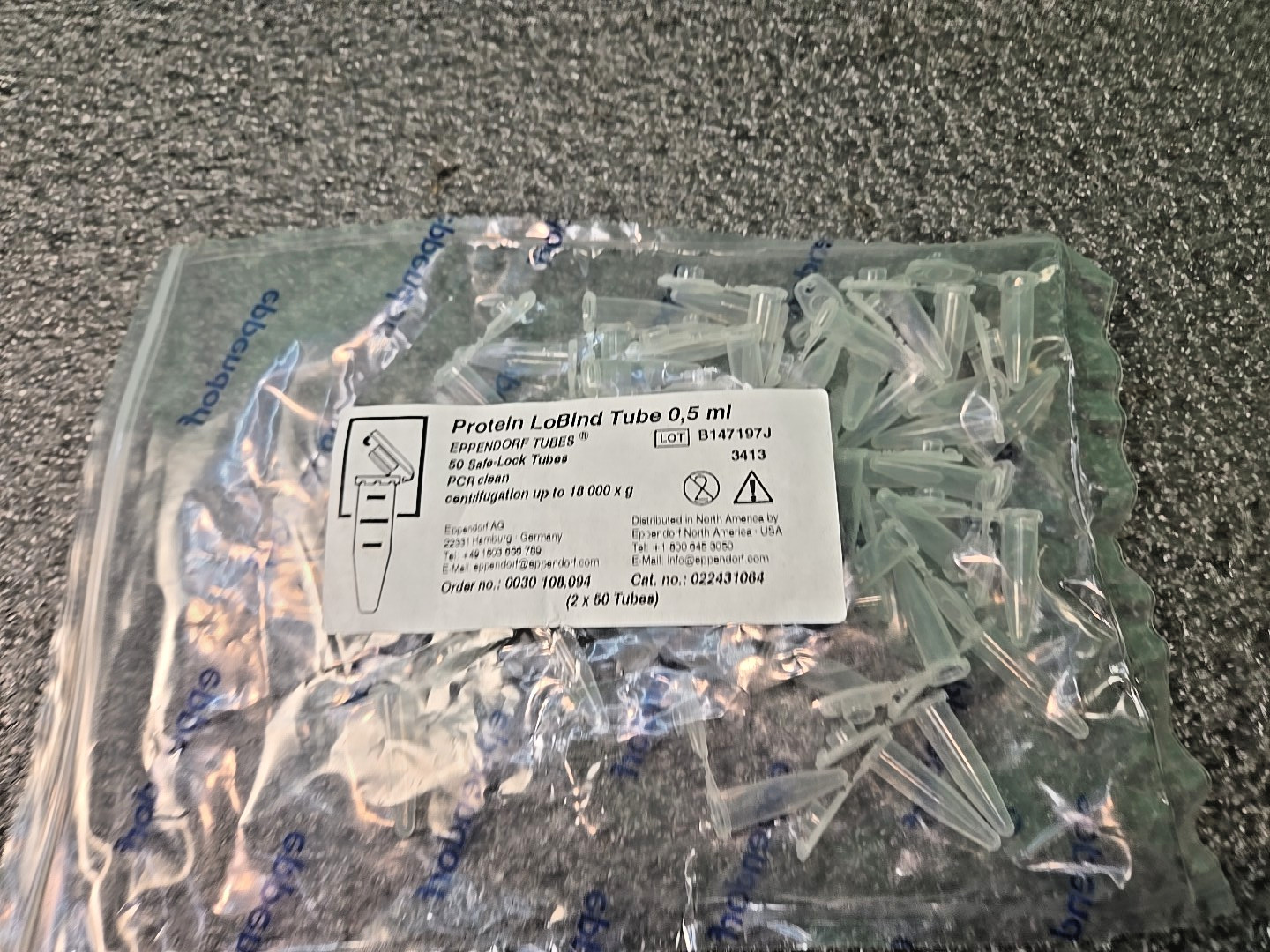Eppendorf Cat No 022431064 Protein LoBind Tubes 0.5mL | New Bag Of 50