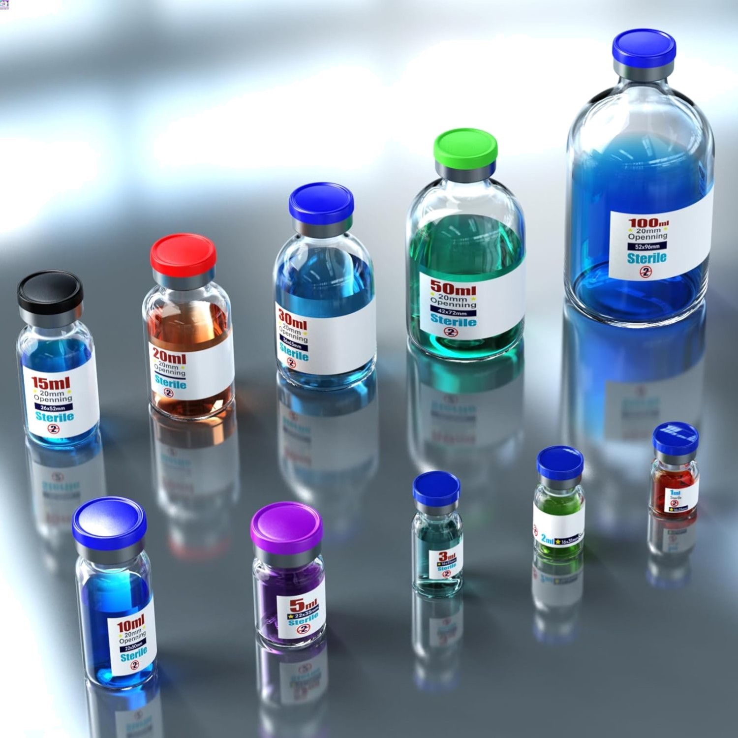 Sterile Empty Vials with Self Healing Injection Port,with Flip Off Aluminum C…