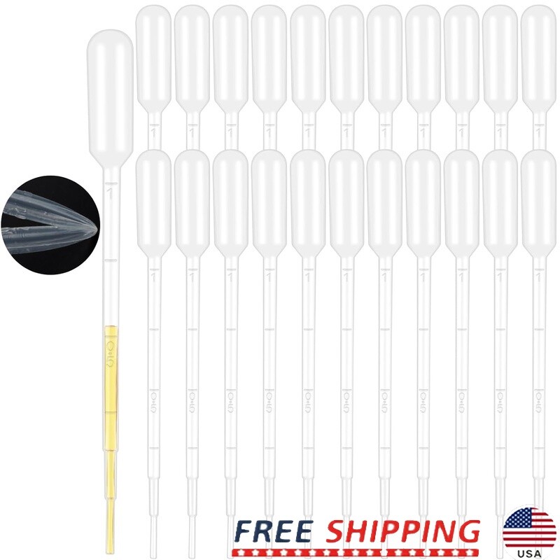 25 Pcs 1ML Disposable Pipettes Strong Suction Lab Essential Oils Medicine New