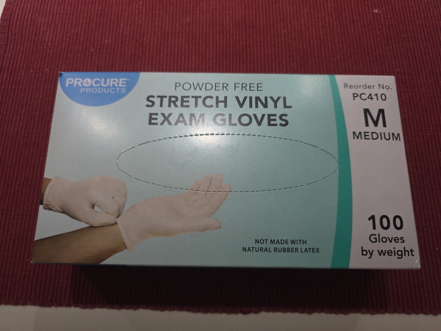 ProCure Powder Free Stretch Vinyl Exam Gloves, Medium – NEW